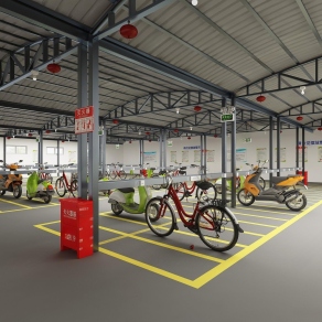 现代社区车棚3D模型下载